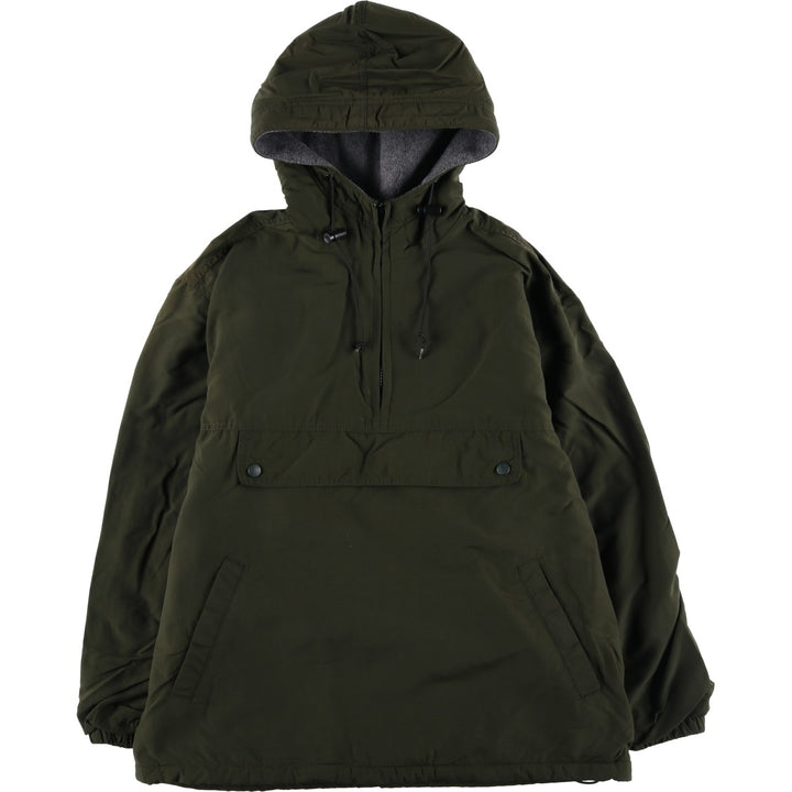 90'S J.Crew Half-Zip Padded Puffer Jacket, Men's Size Small, Vintage Nylon Khaki type Vintage Second Hand