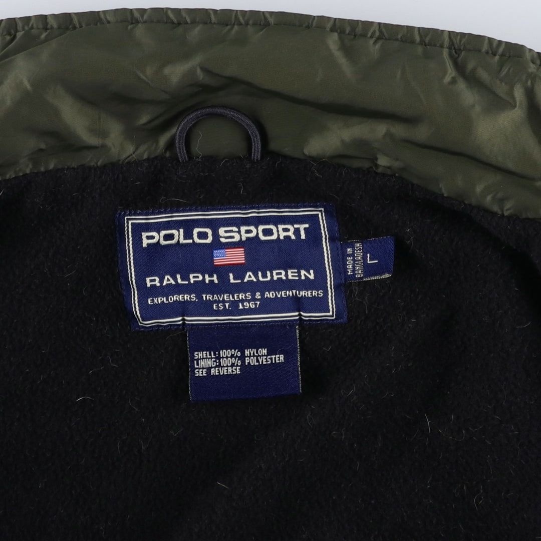 Ralph Lauren POLO SPORT nylon jacket for men, size L Nylon Khaki type Vintage Second Hand
