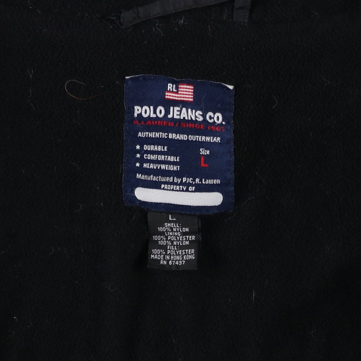 Ralph Lauren Polo Jeans Company Men's Padded Puffer Jacket, Size L Nylon black type Vintage Second Hand