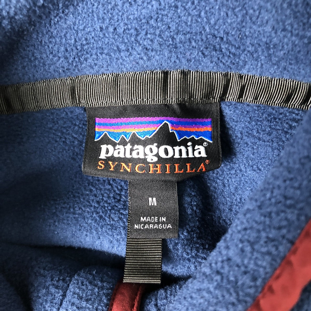 Patagonia Lightweight Synchilla Snap Tee (25580FA18) - Half-Snap Fleece Pullover, Men's Medium polyester navy blue type Vintage Second Hand