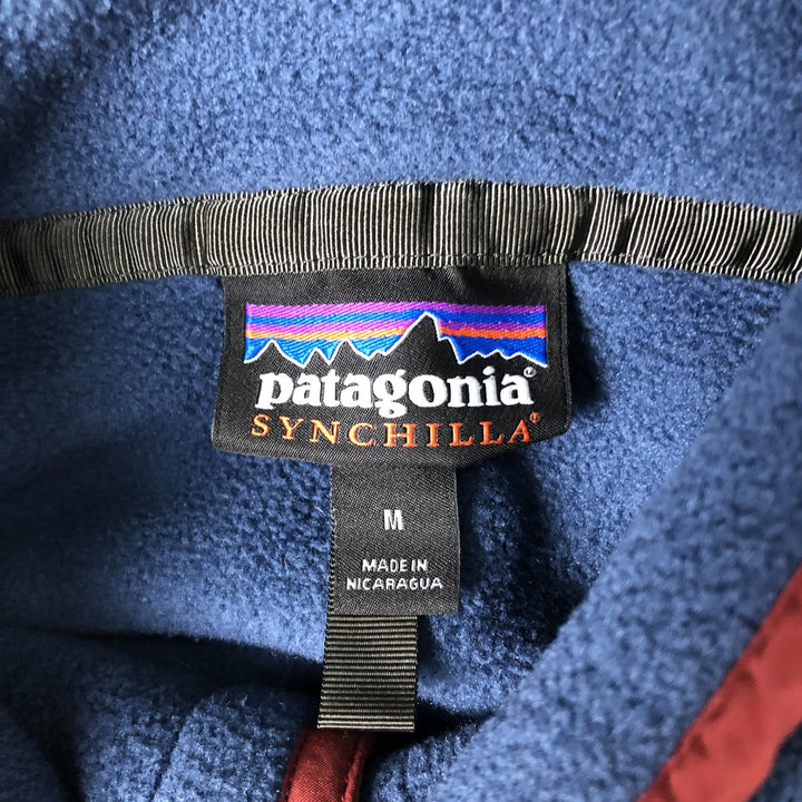 Patagonia Lightweight Synchilla Snap Tee (25580FA18) - Half-Snap Fleece Pullover, Men's Medium polyester navy blue type Vintage Second Hand