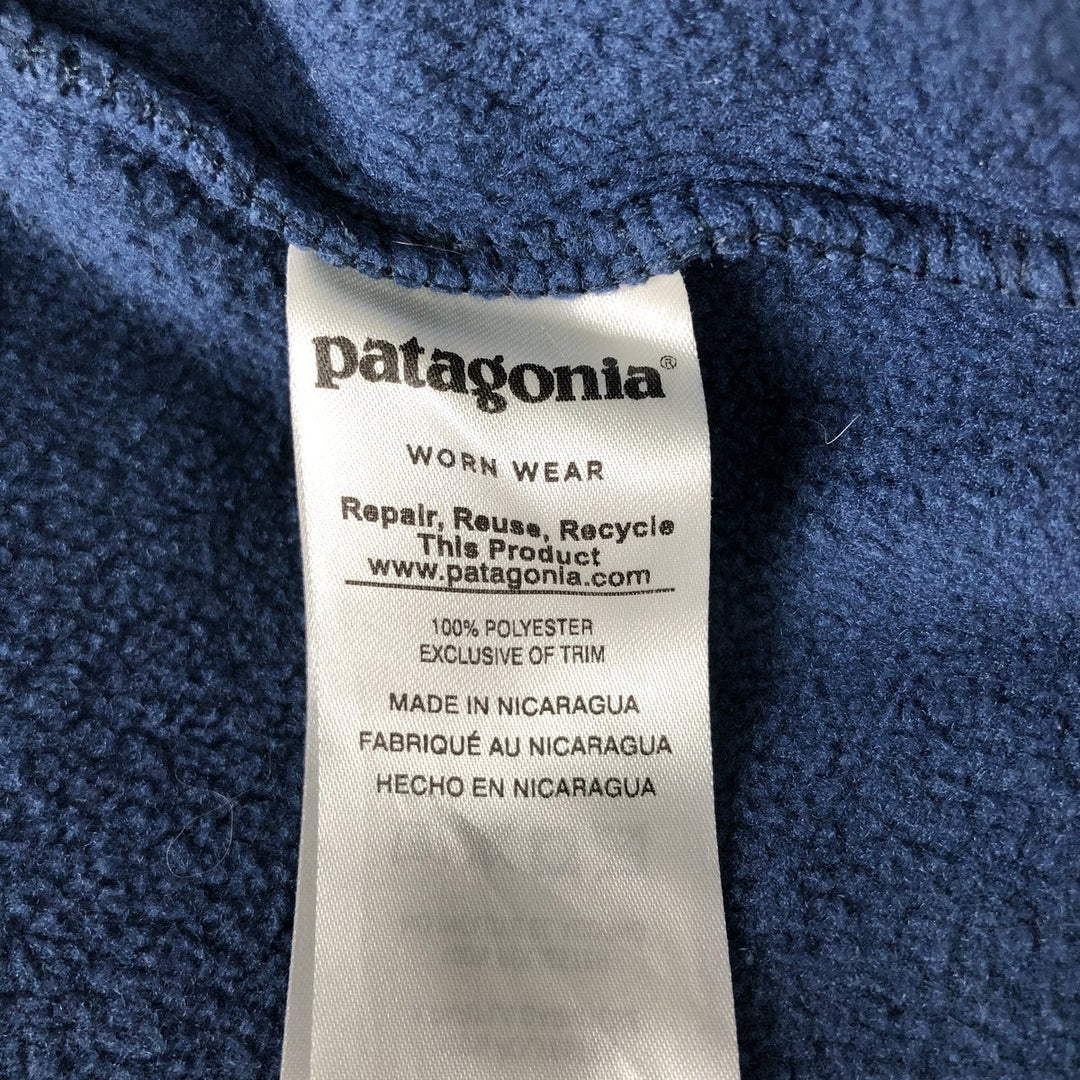 Patagonia Lightweight Synchilla Snap Tee (25580FA18) - Half-Snap Fleece Pullover, Men's Medium polyester navy blue type Vintage Second Hand