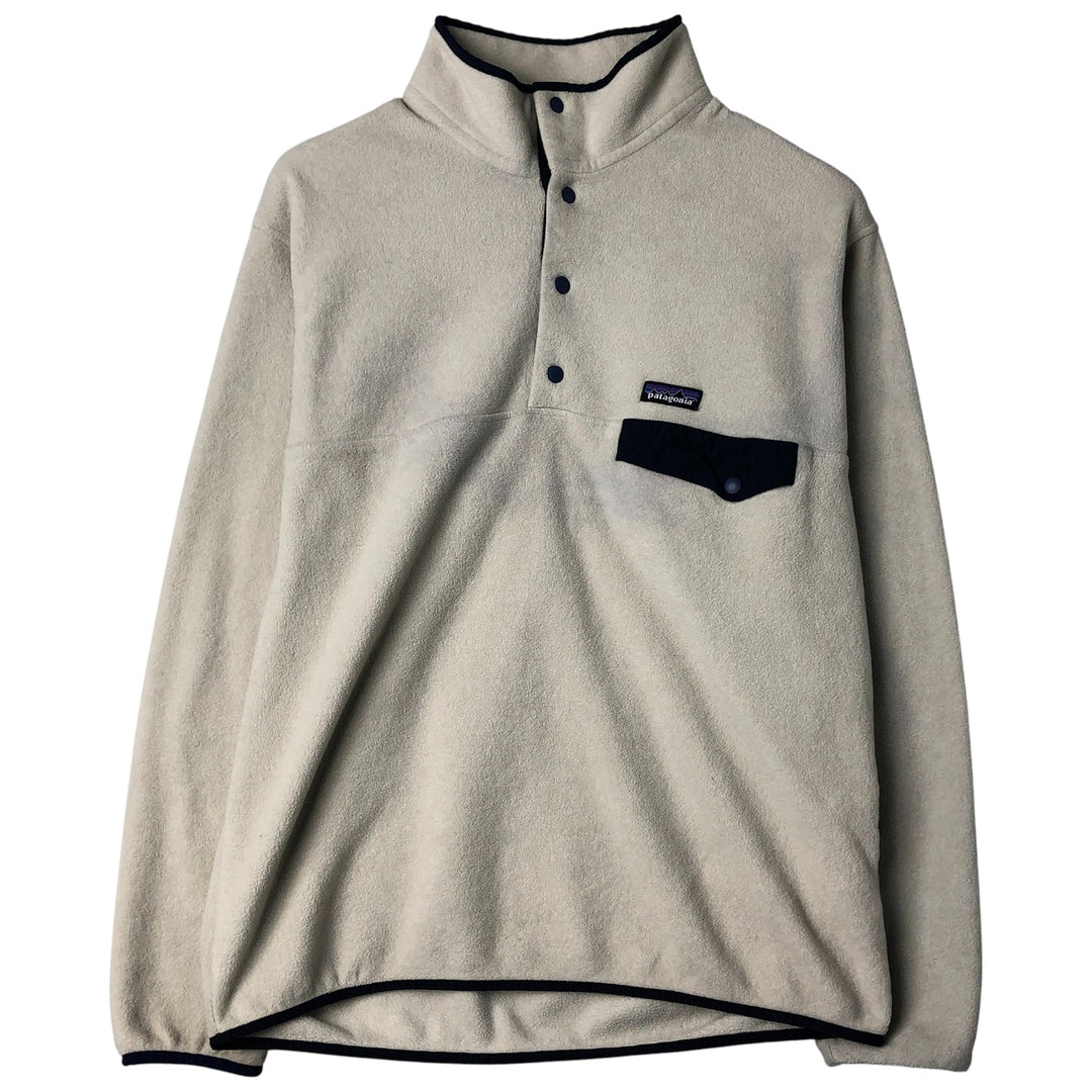 Patagonia Lightweight Synchilla Snap Tee (25580SP17) - Half-Snap Fleece Pullover, Men's Size L polyester Beige type Vintage Second Hand