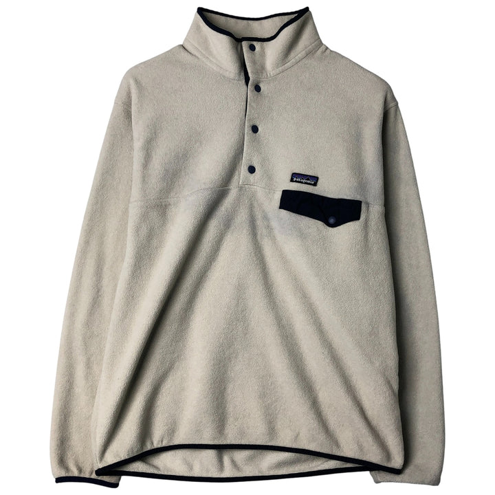 Patagonia Lightweight Synchilla Snap Tee (25580SP17) - Half-Snap Fleece Pullover, Men's Size L polyester Beige type Vintage Second Hand