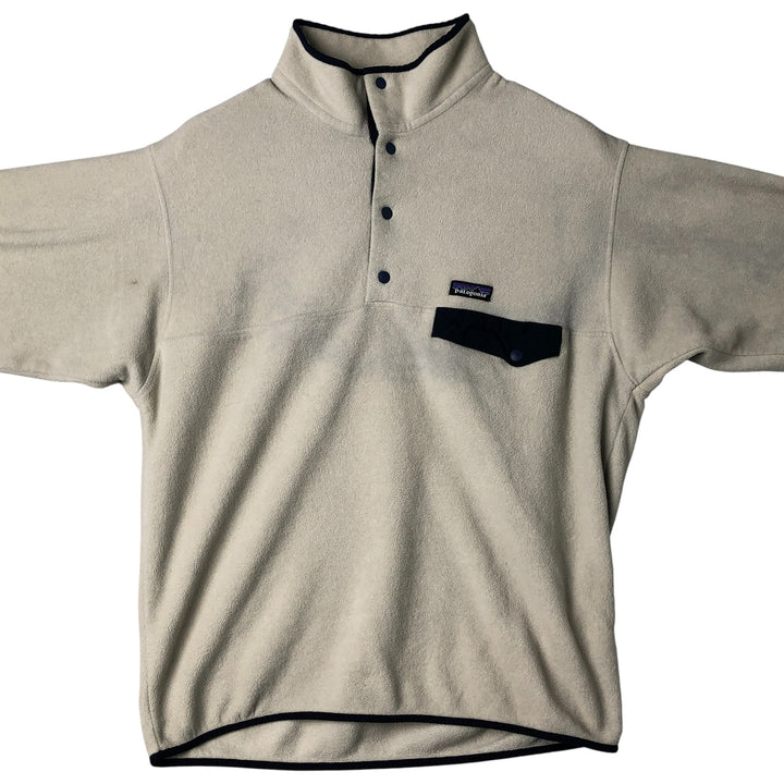Patagonia Lightweight Synchilla Snap Tee (25580SP17) - Half-Snap Fleece Pullover, Men's Size L polyester Beige type Vintage Second Hand