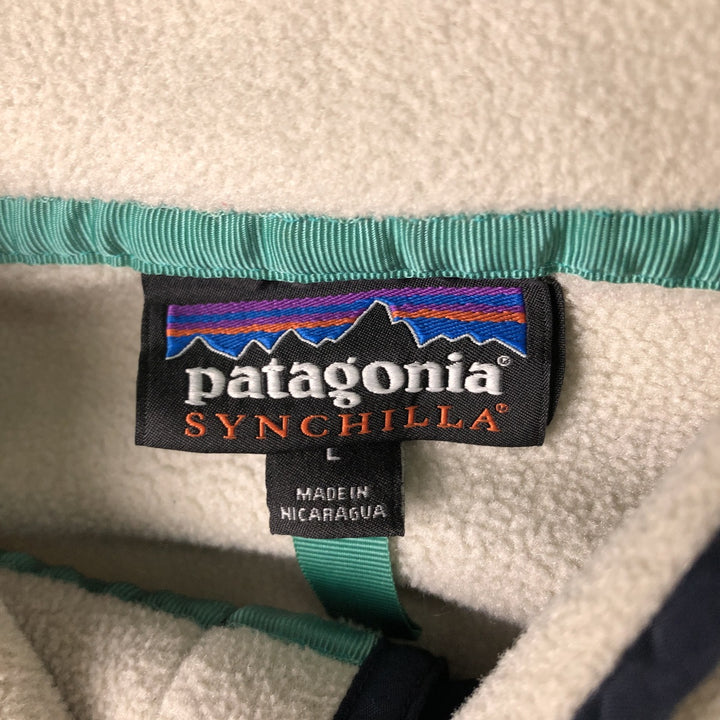 Patagonia Lightweight Synchilla Snap Tee (25580SP17) - Half-Snap Fleece Pullover, Men's Size L polyester Beige type Vintage Second Hand