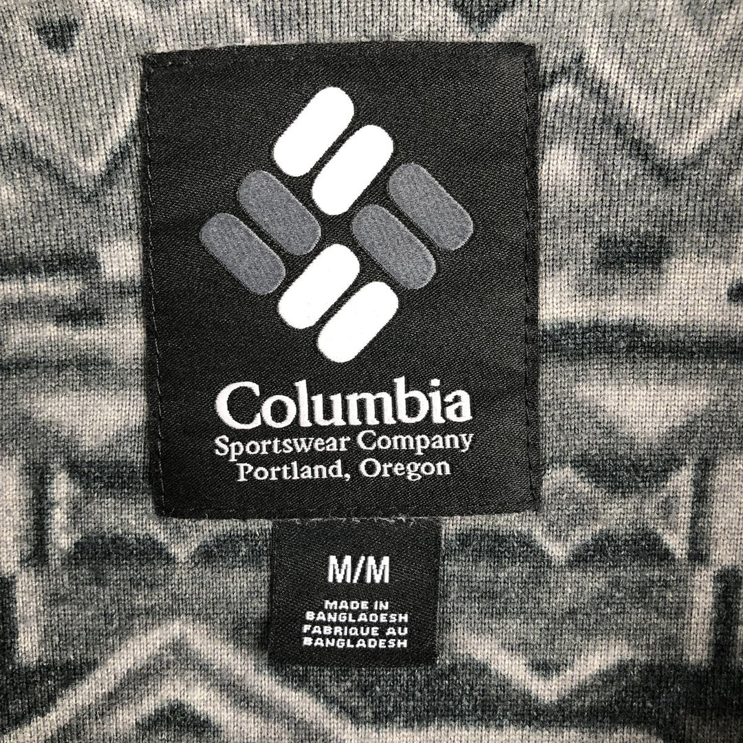 Columbia Fair Isle Pattern Half-Snap Fleece Pullover, Men's Size Medium polyester gray type Vintage Second Hand