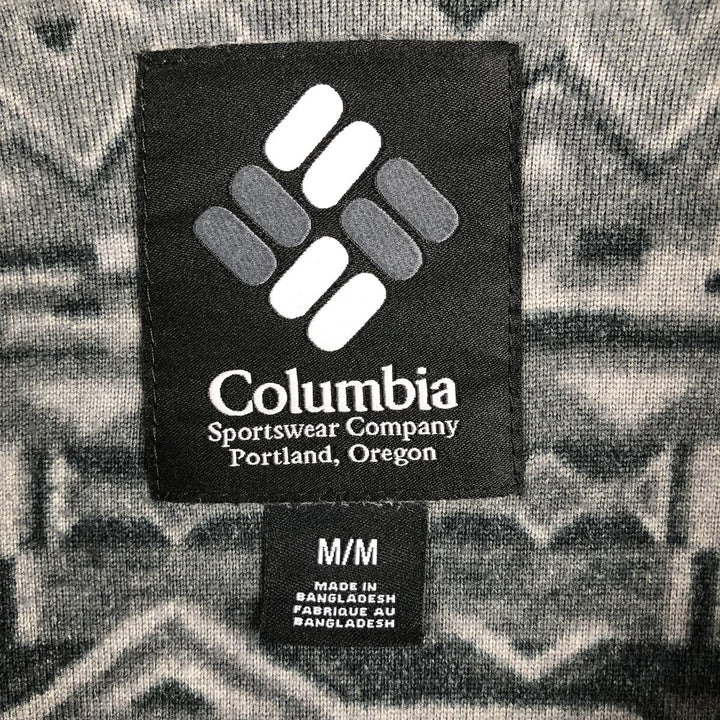 Columbia Fair Isle Pattern Half-Snap Fleece Pullover, Men's Size Medium polyester gray type Vintage Second Hand