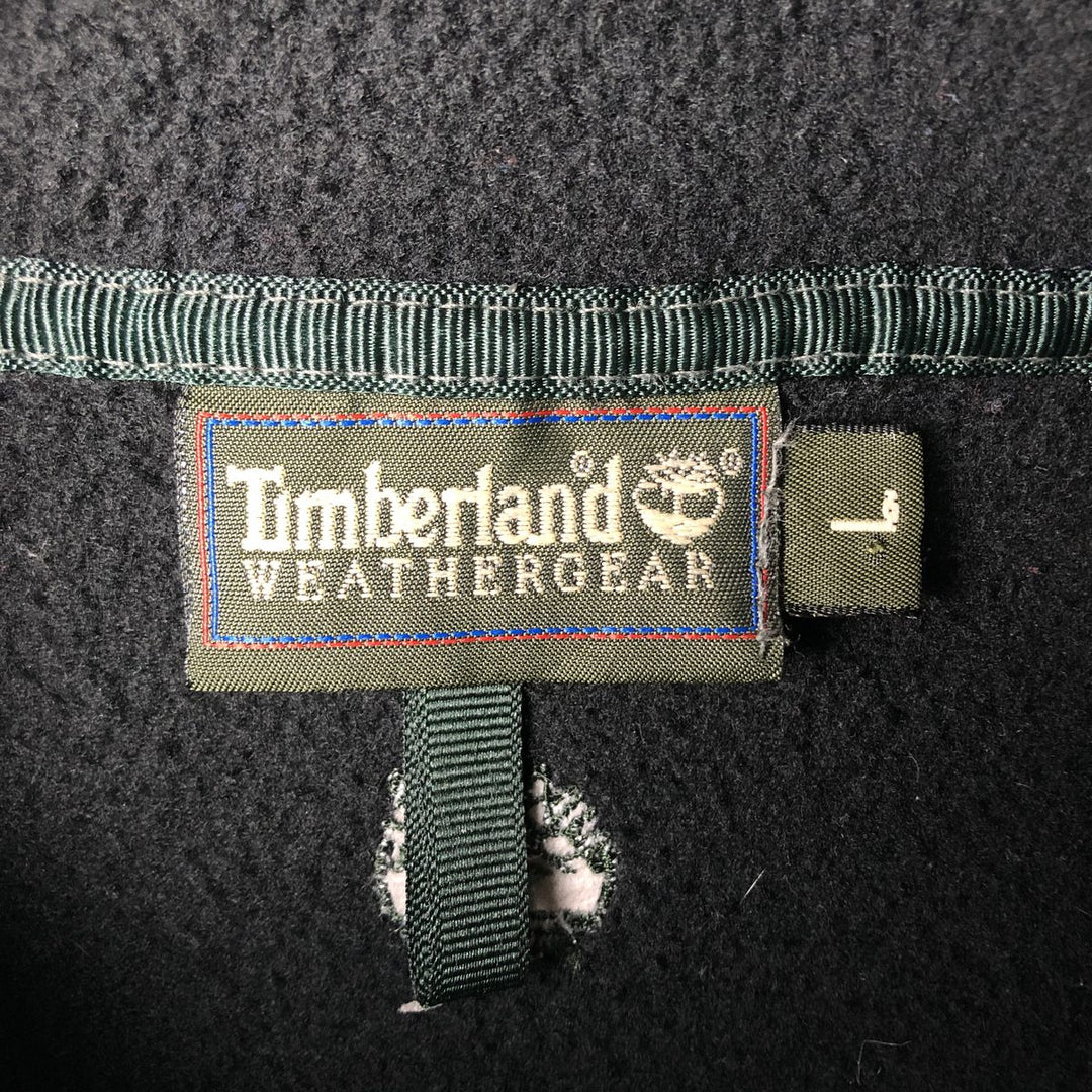 Vintage 90'S Timberland WEATHERGEAR Half-Snap Fleece Pullover, Made in USA, Men's Size L polyester black type Vintage Second Hand