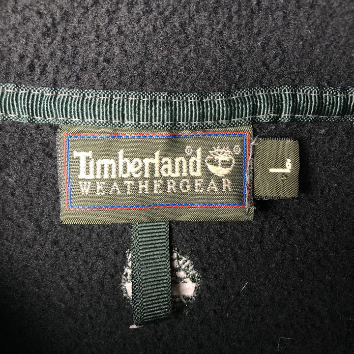 Vintage 90'S Timberland WEATHERGEAR Half-Snap Fleece Pullover, Made in USA, Men's Size L polyester black type Vintage Second Hand