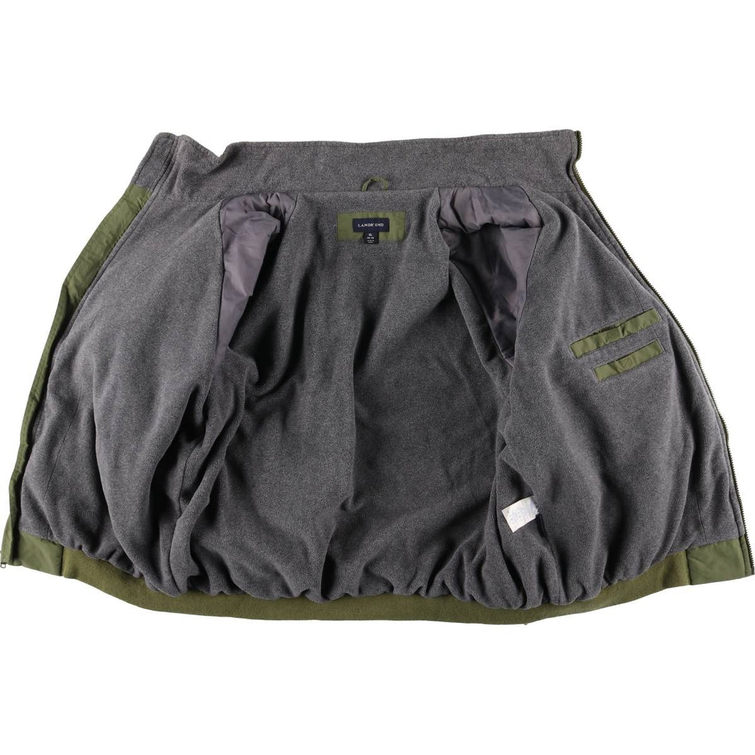 2000'S Lands' End Windcheck padded puffer jacket, men's size XL Nylon Khaki type Vintage Second Hand