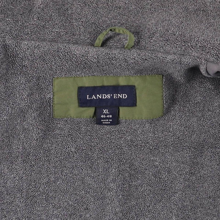 2000'S Lands' End Windcheck padded puffer jacket, men's size XL Nylon Khaki type Vintage Second Hand