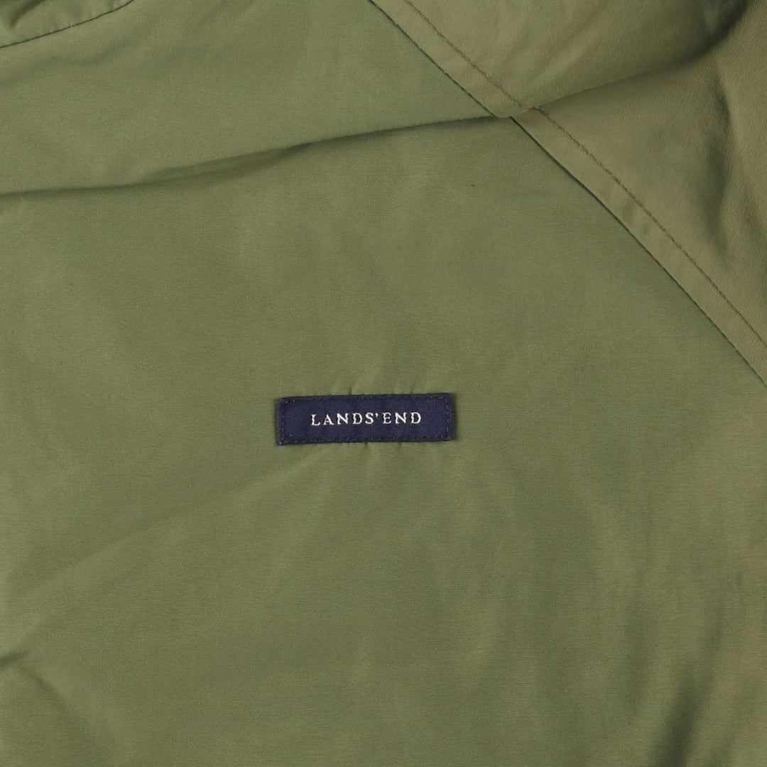 2000'S Lands' End Windcheck padded puffer jacket, men's size XL Nylon Khaki type Vintage Second Hand