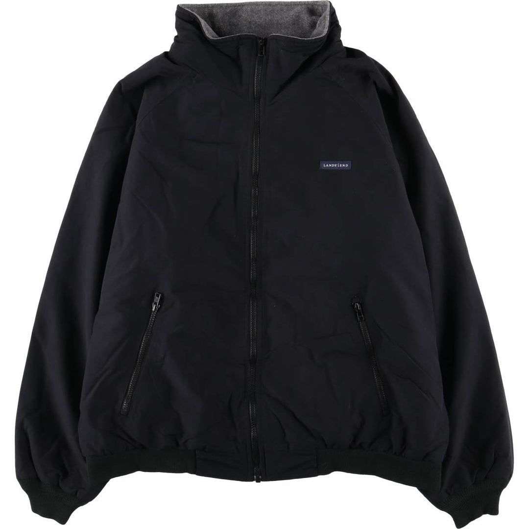 LANDS' END WINDCHECK Men's Padded Puffer Jacket, Size L Nylon black type Vintage Second Hand