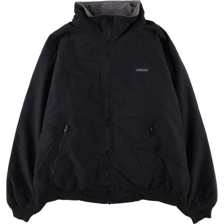 LANDS' END WINDCHECK Men's Padded Puffer Jacket, Size L Nylon black type Vintage Second Hand