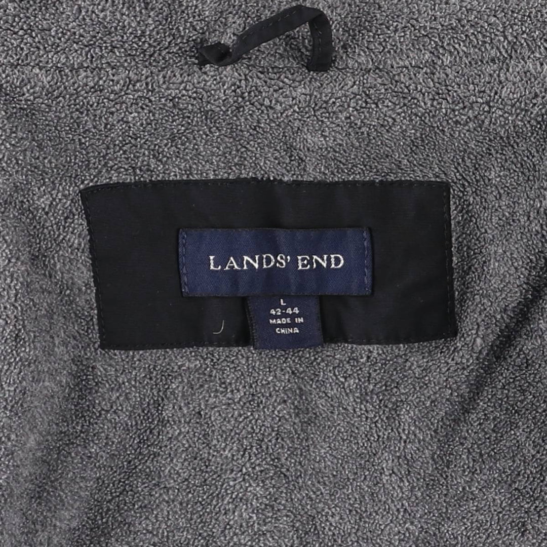 LANDS' END WINDCHECK Men's Padded Puffer Jacket, Size L Nylon black type Vintage Second Hand