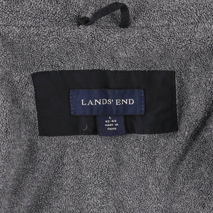 LANDS' END WINDCHECK Men's Padded Puffer Jacket, Size L Nylon black type Vintage Second Hand