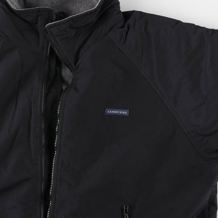 LANDS' END WINDCHECK Men's Padded Puffer Jacket, Size L Nylon black type Vintage Second Hand