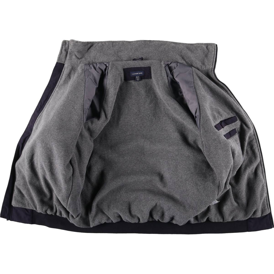 2000'S Lands' End Windcheck padded puffer jacket, men's size M Nylon navy blue type Vintage Second Hand