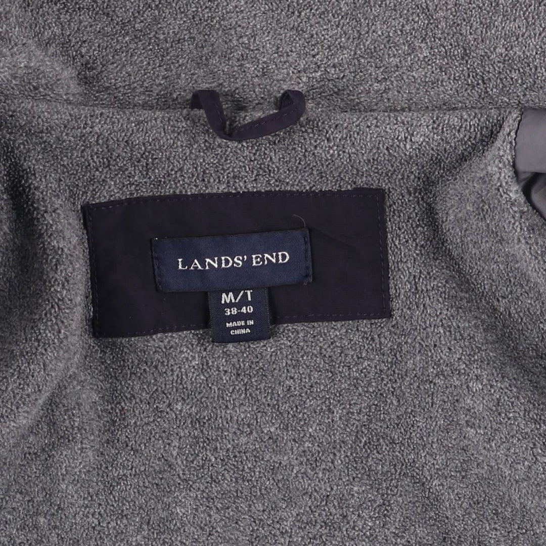 2000'S Lands' End Windcheck padded puffer jacket, men's size M Nylon navy blue type Vintage Second Hand