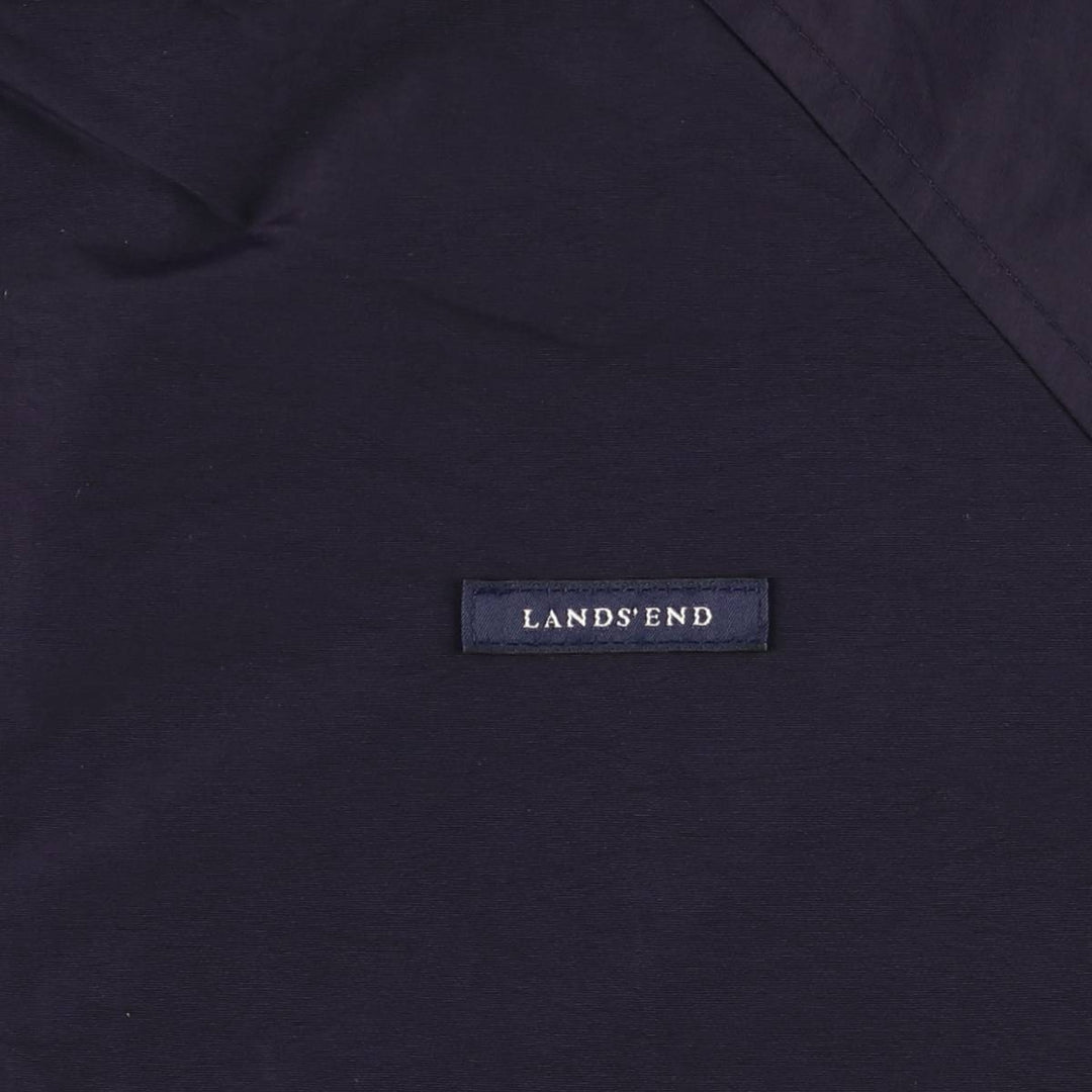 2000'S Lands' End Windcheck padded puffer jacket, men's size M Nylon navy blue type Vintage Second Hand