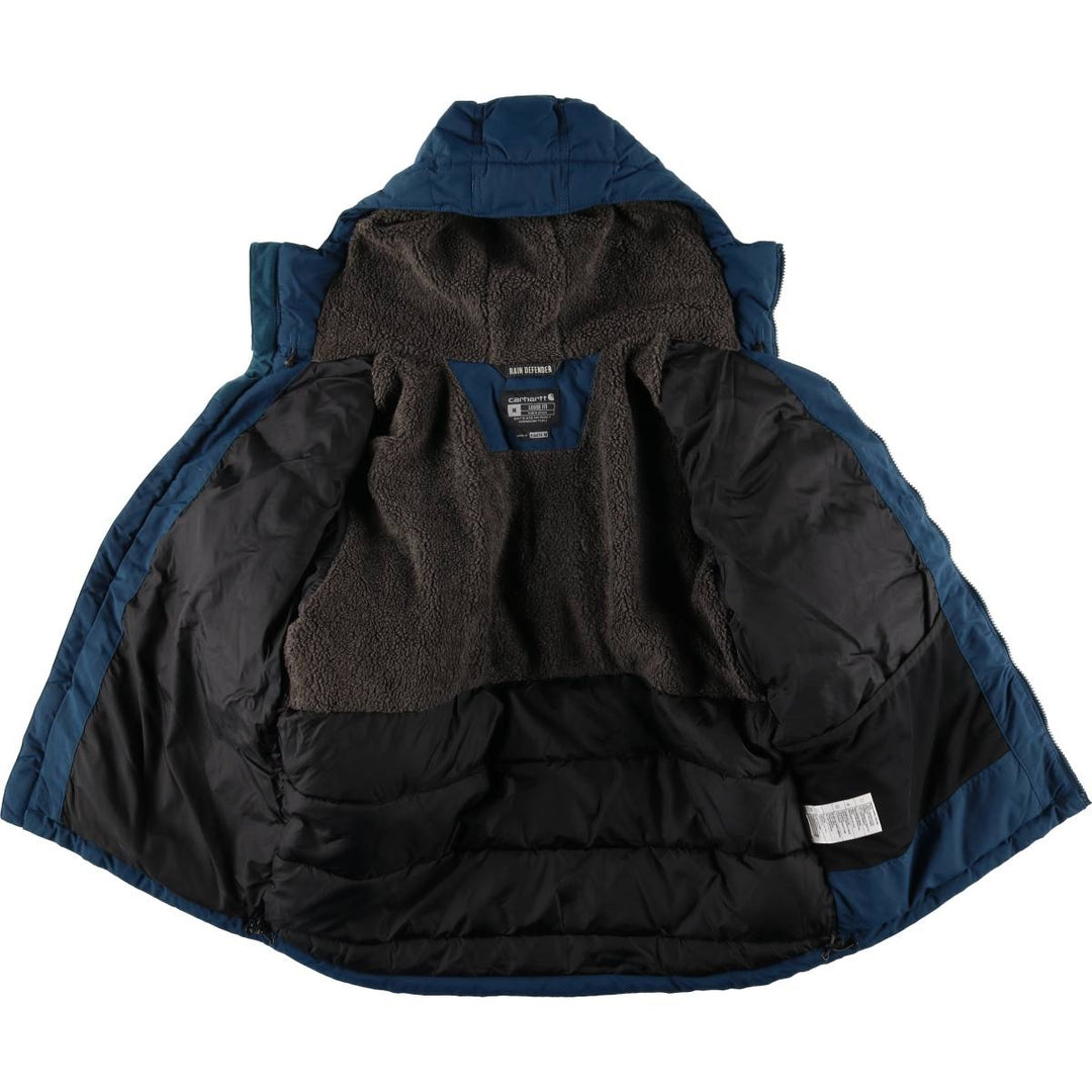 Carhartt Loose Fit Rain Defender Padded Parka Puffer Jacket, Men's Size Medium Nylon navy blue type Vintage Second Hand