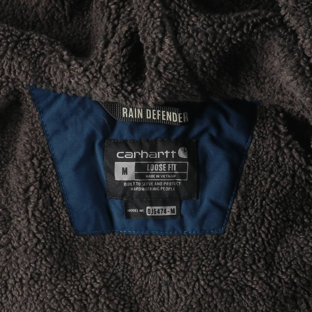 Carhartt Loose Fit Rain Defender Padded Parka Puffer Jacket, Men's Size Medium Nylon navy blue type Vintage Second Hand