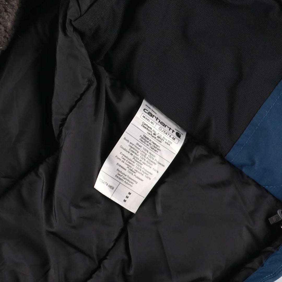 Carhartt Loose Fit Rain Defender Padded Parka Puffer Jacket, Men's Size Medium Nylon navy blue type Vintage Second Hand