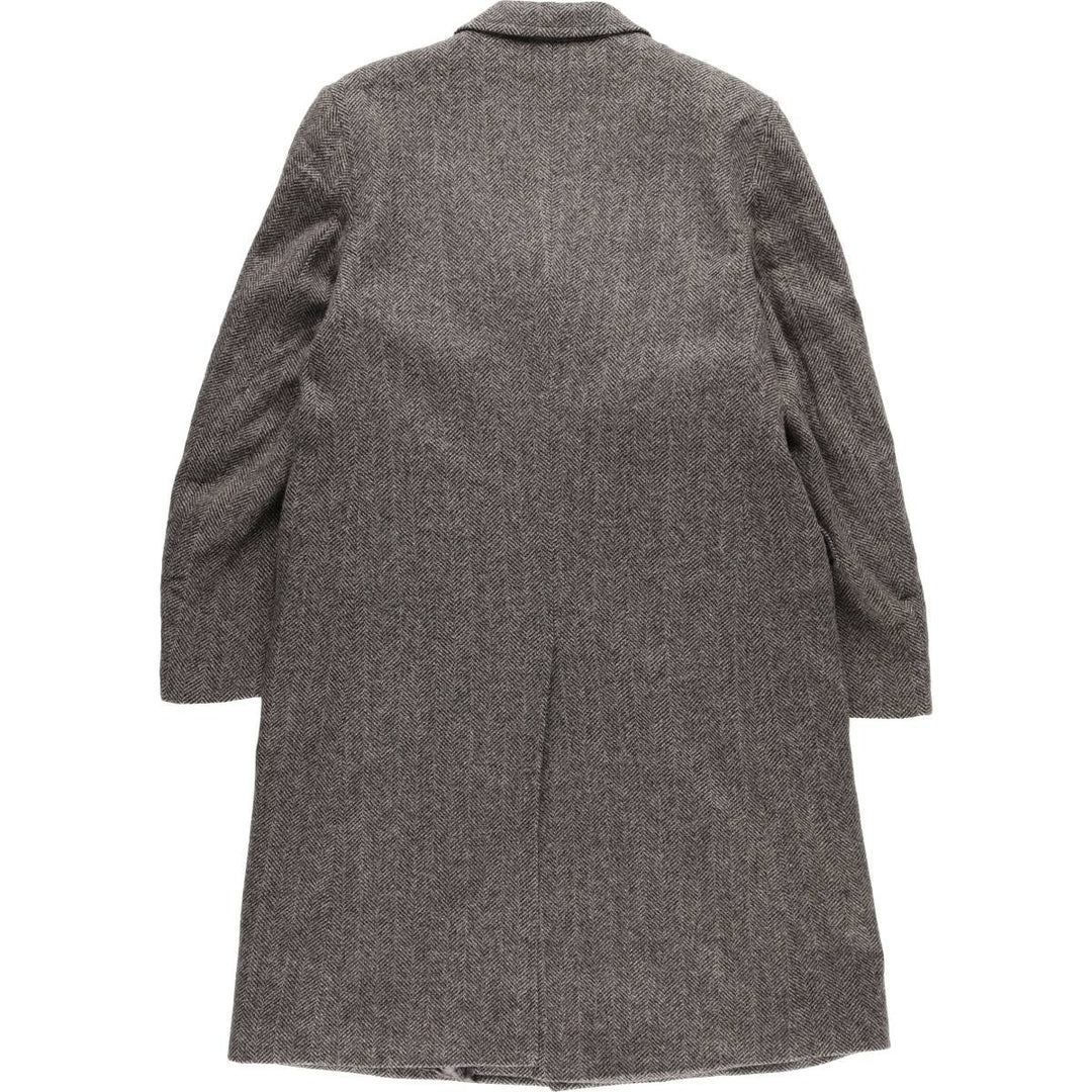 Thornwall and Delaney Herringbone Chesterfield Coat, Made in England, Men's Size M unclear gray type Vintage Second Hand