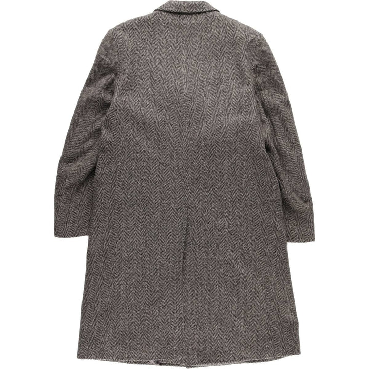 Thornwall and Delaney Herringbone Chesterfield Coat, Made in England, Men's Size M unclear gray type Vintage Second Hand