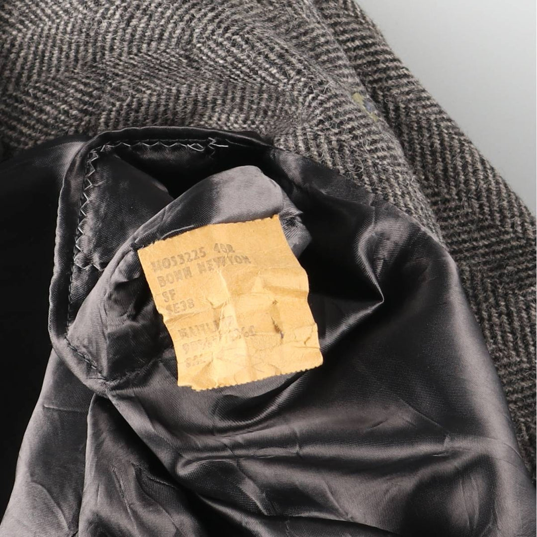 Thornwall and Delaney Herringbone Chesterfield Coat, Made in England, Men's Size M unclear gray type Vintage Second Hand