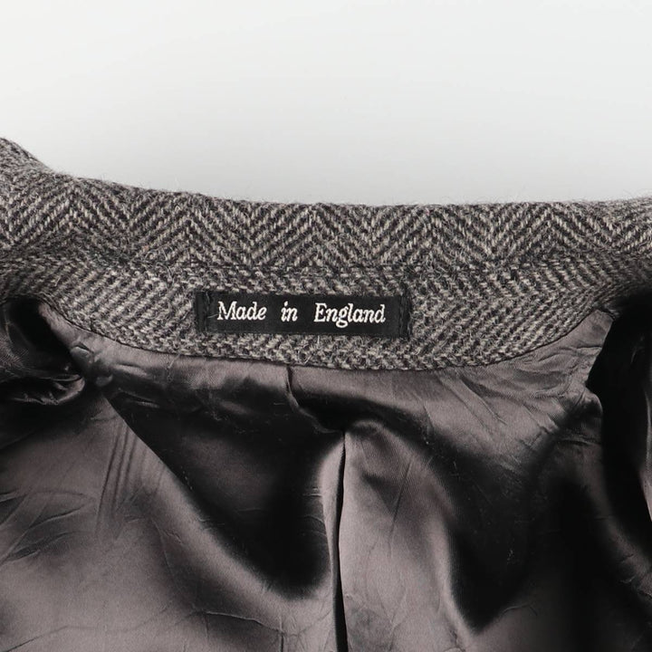 Thornwall and Delaney Herringbone Chesterfield Coat, Made in England, Men's Size M unclear gray type Vintage Second Hand