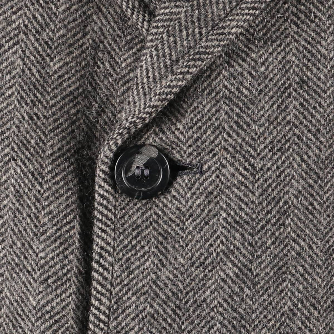 Thornwall and Delaney Herringbone Chesterfield Coat, Made in England, Men's Size M unclear gray type Vintage Second Hand