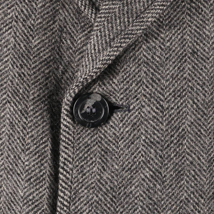 Thornwall and Delaney Herringbone Chesterfield Coat, Made in England, Men's Size M unclear gray type Vintage Second Hand
