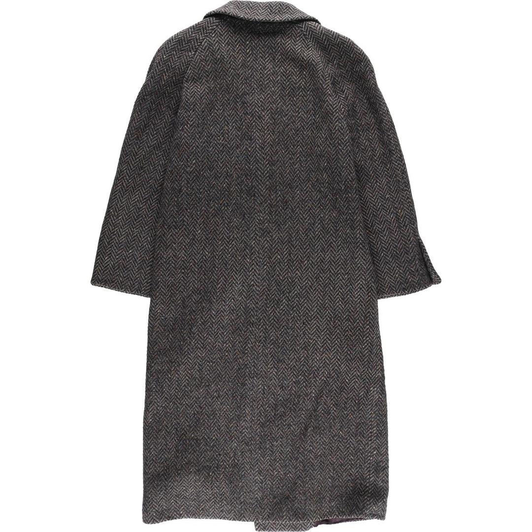 JGHOOK Color Nep Herringbone Wool Long Coat, Men's Size Medium, Vintage wool gray type Vintage Second Hand