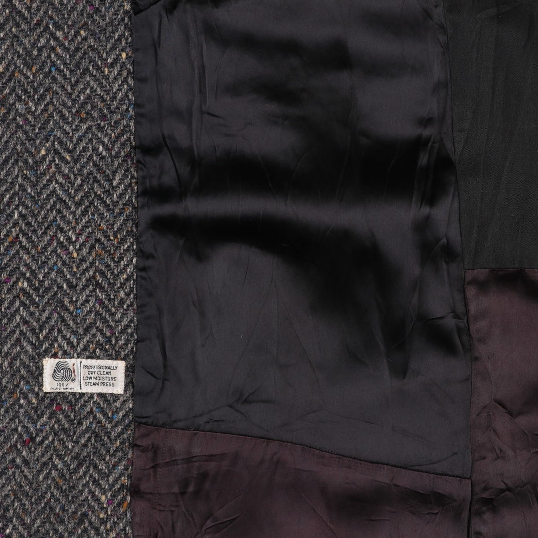 JGHOOK Color Nep Herringbone Wool Long Coat, Men's Size Medium, Vintage wool gray type Vintage Second Hand