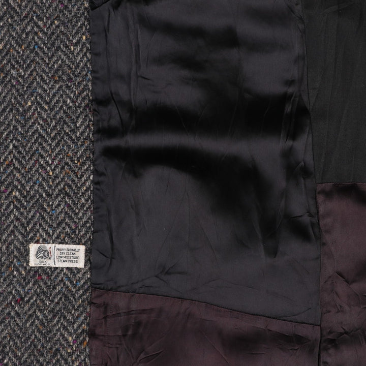 JGHOOK Color Nep Herringbone Wool Long Coat, Men's Size Medium, Vintage wool gray type Vintage Second Hand
