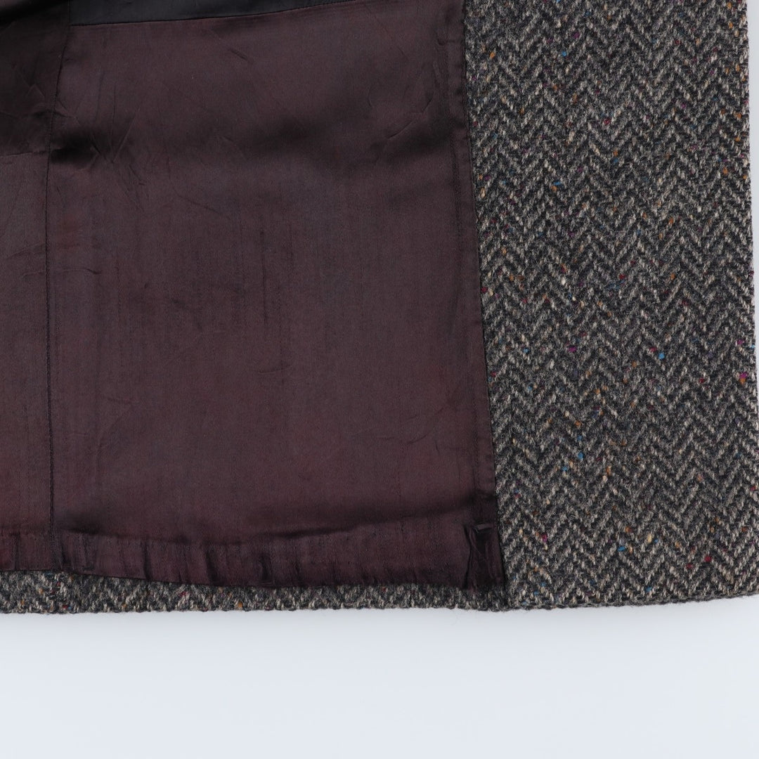 JGHOOK Color Nep Herringbone Wool Long Coat, Men's Size Medium, Vintage wool gray type Vintage Second Hand