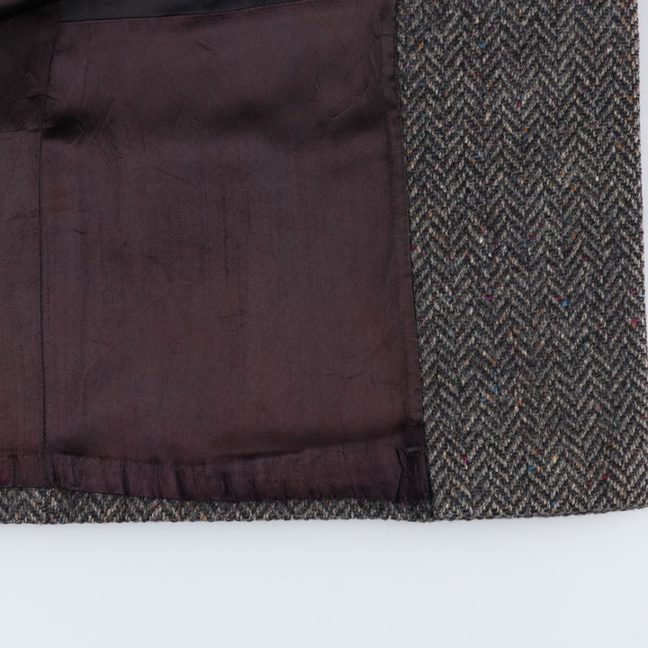 JGHOOK Color Nep Herringbone Wool Long Coat, Men's Size Medium, Vintage wool gray type Vintage Second Hand