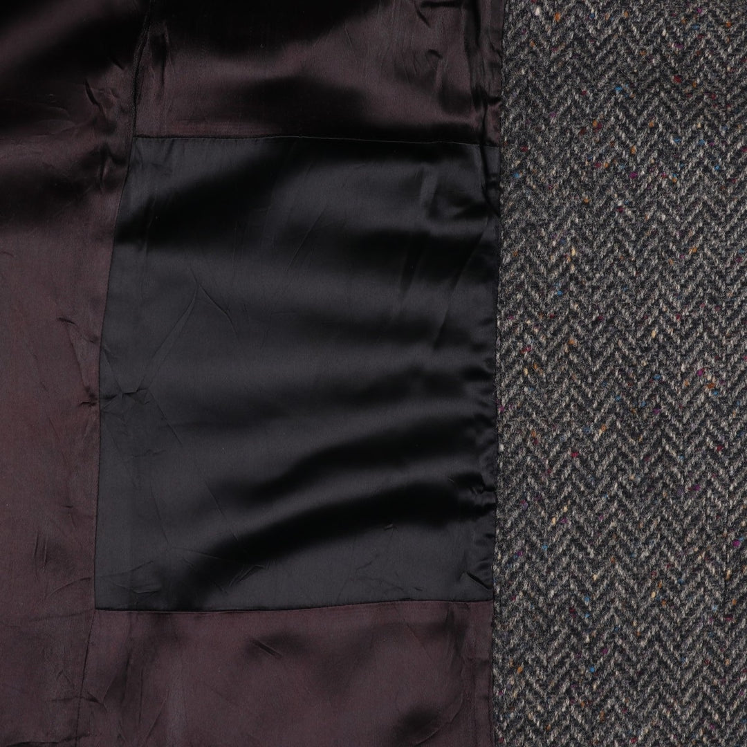 JGHOOK Color Nep Herringbone Wool Long Coat, Men's Size Medium, Vintage wool gray type Vintage Second Hand