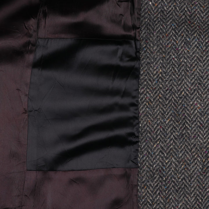 JGHOOK Color Nep Herringbone Wool Long Coat, Men's Size Medium, Vintage wool gray type Vintage Second Hand