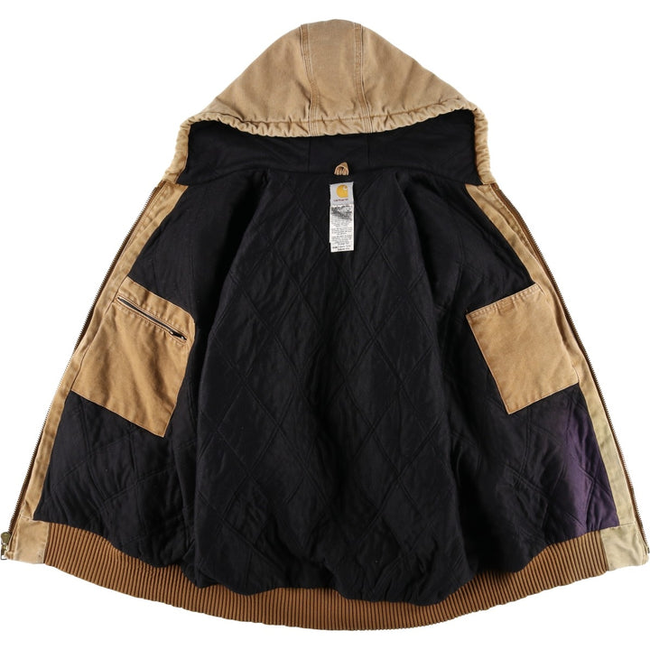 00'S Carhartt Active Jacket Duck Full Zip Hoodie Men's XL cotton Beige type Vintage Second Hand