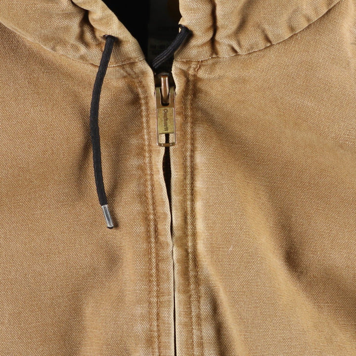 00'S Carhartt Active Jacket Duck Full Zip Hoodie Men's XL cotton Beige type Vintage Second Hand