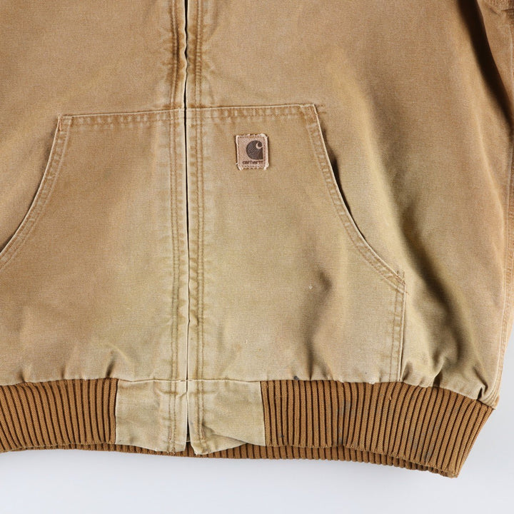 00'S Carhartt Active Jacket Duck Full Zip Hoodie Men's XL cotton Beige type Vintage Second Hand