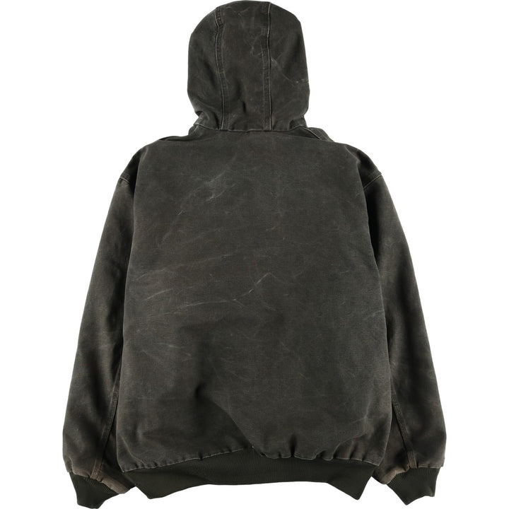 00'S Carhartt Active Jacket Duck Full Zip Hoodie Men's XL cotton Khaki type Vintage Second Hand
