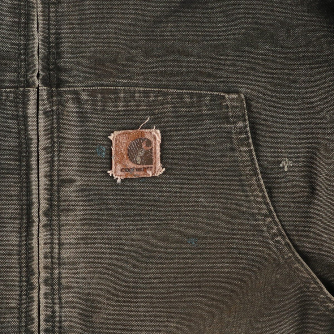 00'S Carhartt Active Jacket Duck Full Zip Hoodie Men's XL cotton Khaki type Vintage Second Hand