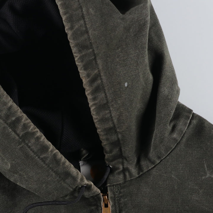 00'S Carhartt Active Jacket Duck Full Zip Hoodie Men's XL cotton Khaki type Vintage Second Hand