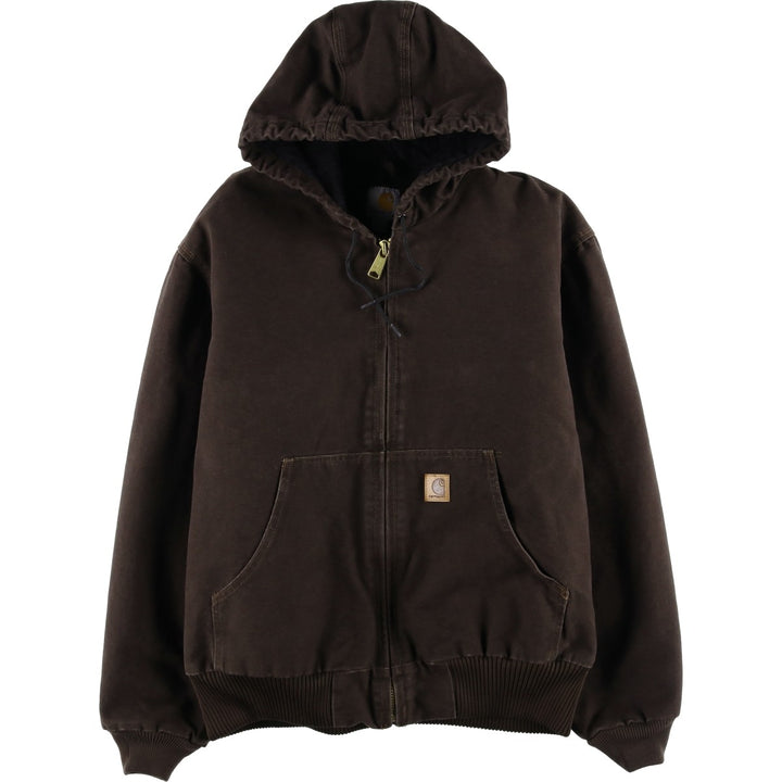 Carhartt Active Jacket, Dog Print, Padded Duck Full-Zip Hoodie, Men's Size L cotton brown type Vintage Second Hand