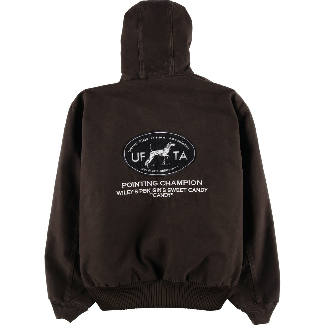 Carhartt Active Jacket, Dog Print, Padded Duck Full-Zip Hoodie, Men's Size L cotton brown type Vintage Second Hand