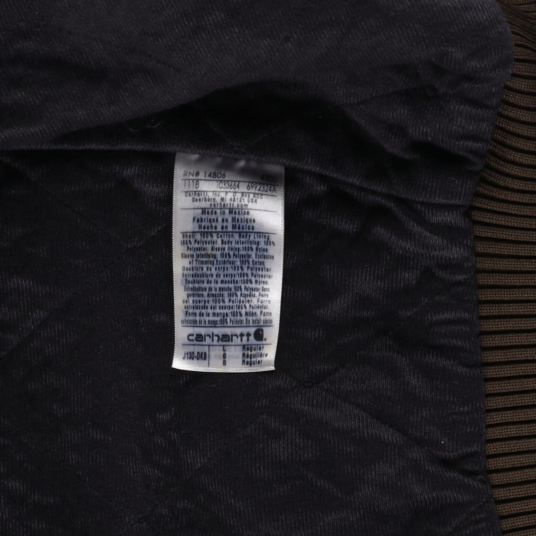 Carhartt Active Jacket, Dog Print, Padded Duck Full-Zip Hoodie, Men's Size L cotton brown type Vintage Second Hand